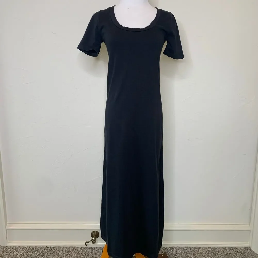 J Crew Black Short Sleeve Midi Dress Sz XXS